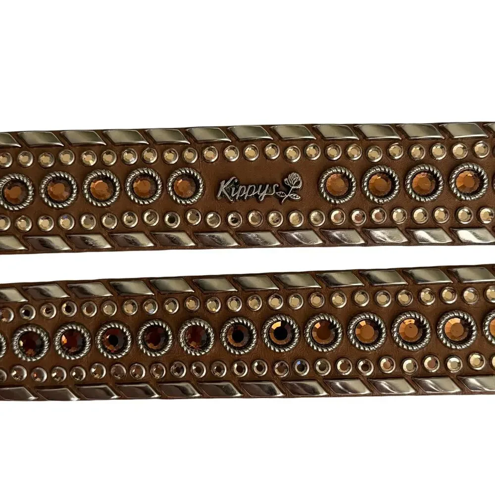 Kippys Belt Brown and Amber Swarovski Crystal Western Leather 36 Womens Western